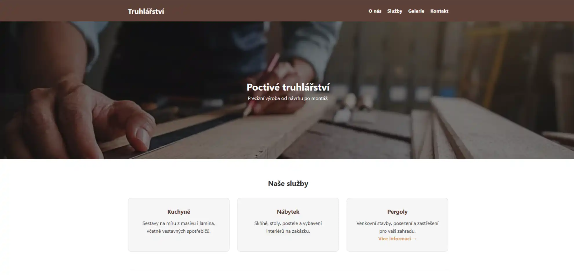 Ukázkový web truhlářství na míru